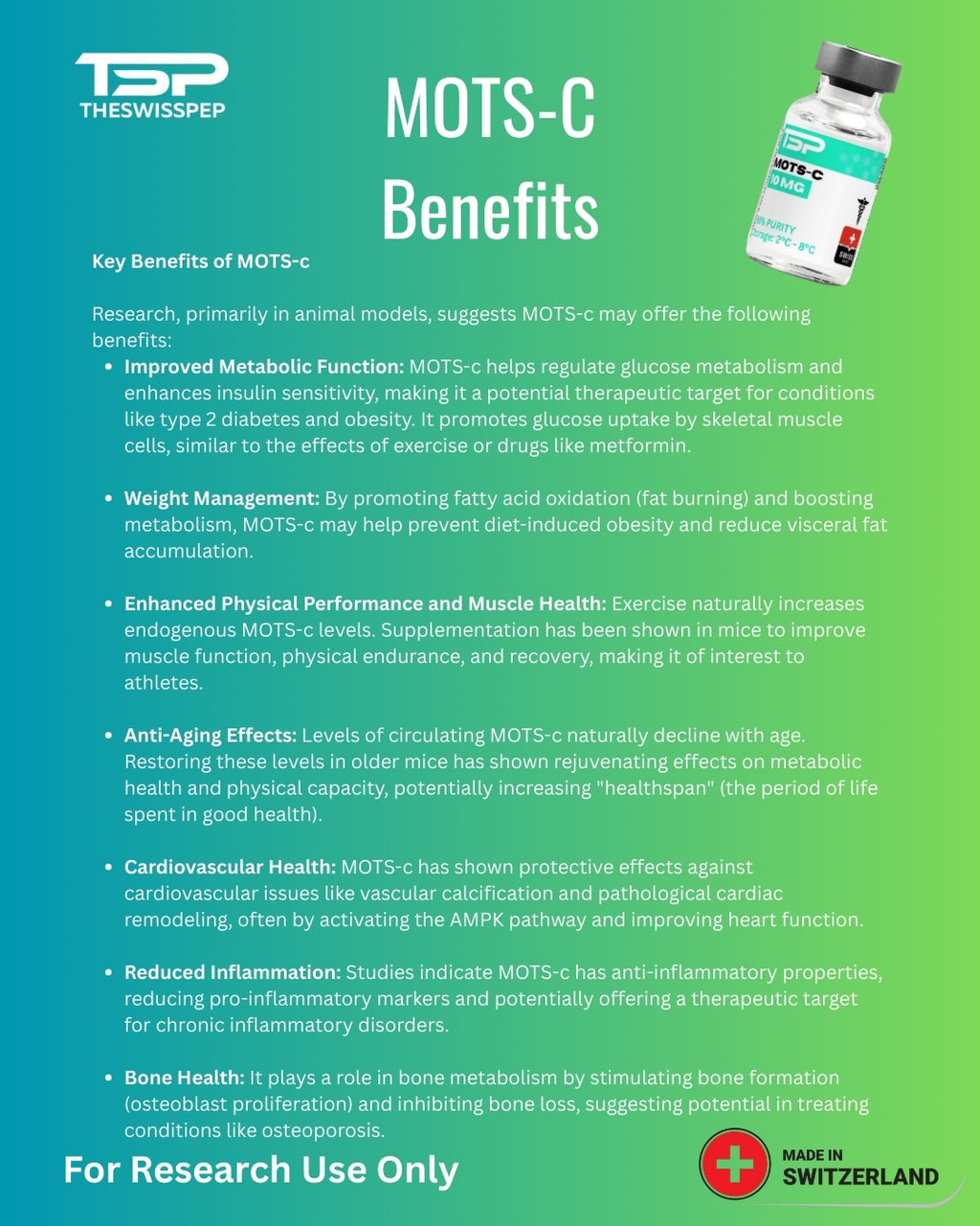 MOTS-C 10MG | Mitochondrial-Derived Peptide for Metabolism