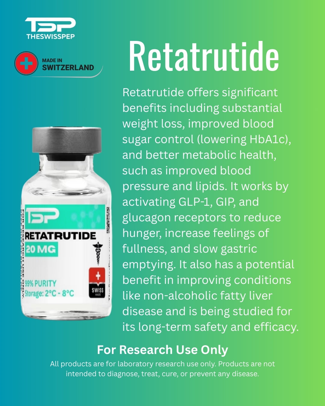 RETATRUTIDE 10MG | Triple-Agonist Metabolic Research Peptide