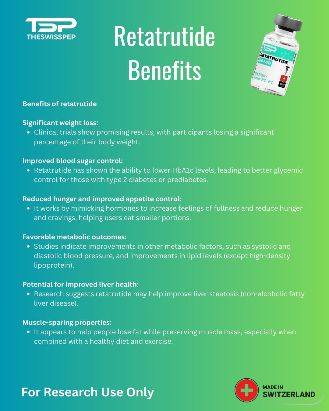 RETATRUTIDE 10MG | Triple-Agonist Metabolic Research Peptide