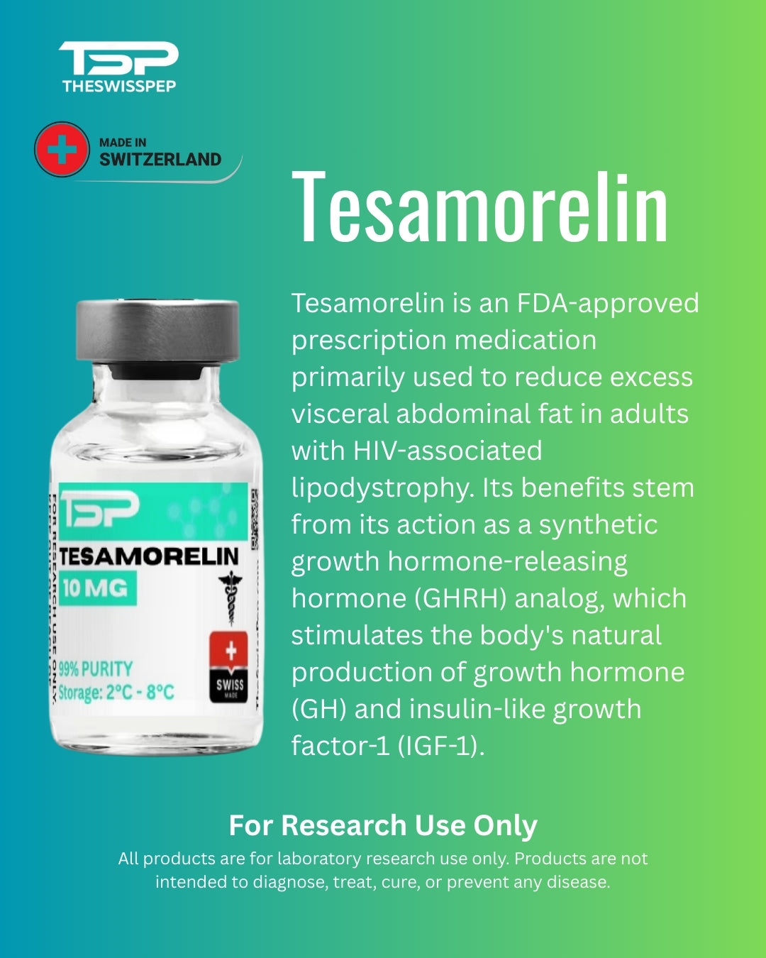 TESAMORELIN 10MG | Growth Hormone Releasing Factor Analog