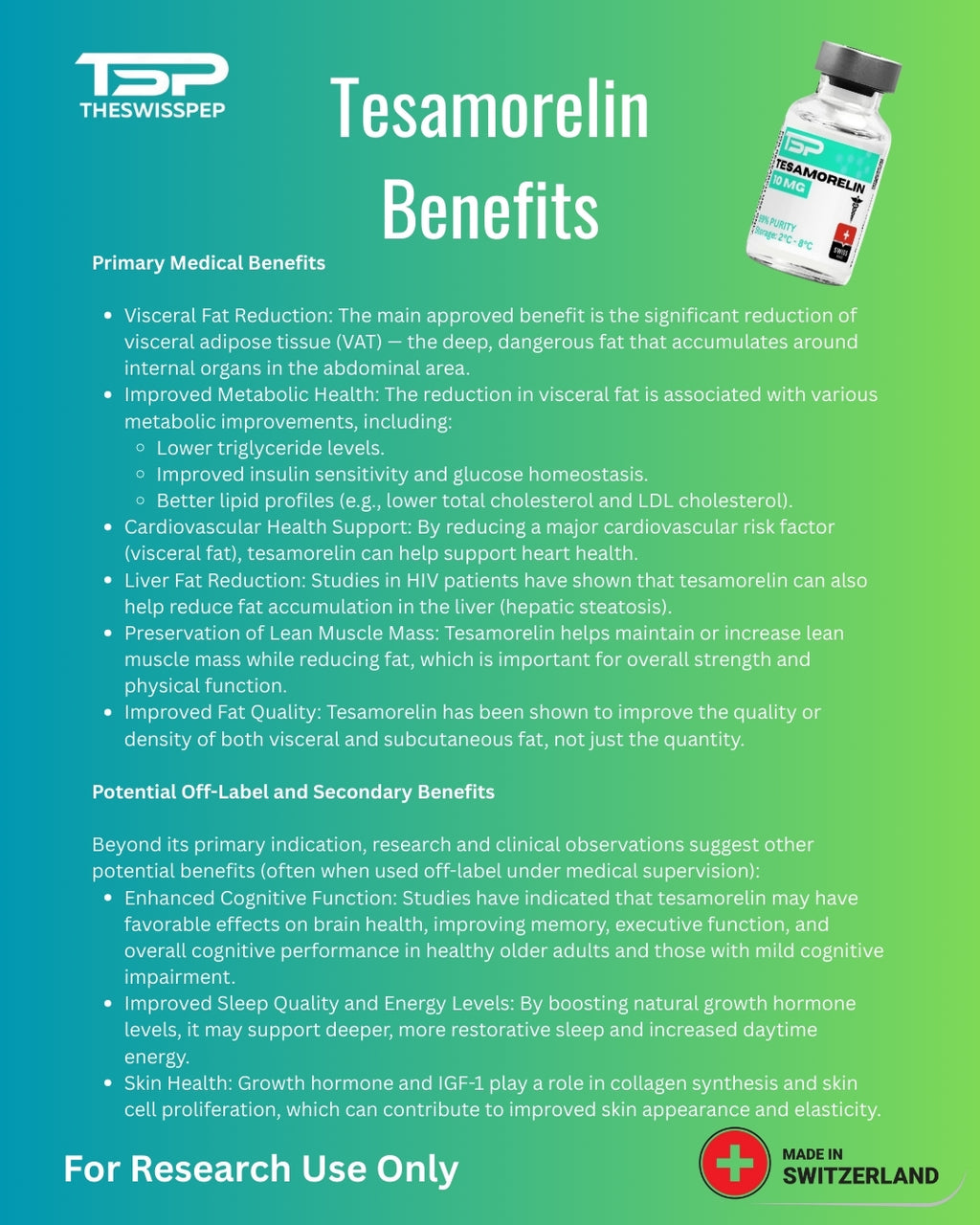 TESAMORELIN 10MG | Growth Hormone Releasing Factor Analog